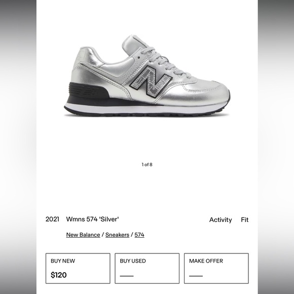 Silver New balance model 574 size 6.5 - Picture 2 of 8